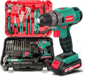 🔥 Angebote & Aktionen – HYCHIKA DIY Tool Box Filled Professional with Battery Drill 30 Nm + 104 Pieces High-Quality Household Universal Tool Set + Practical Tool Box Packaging for Repairs and Maintenance