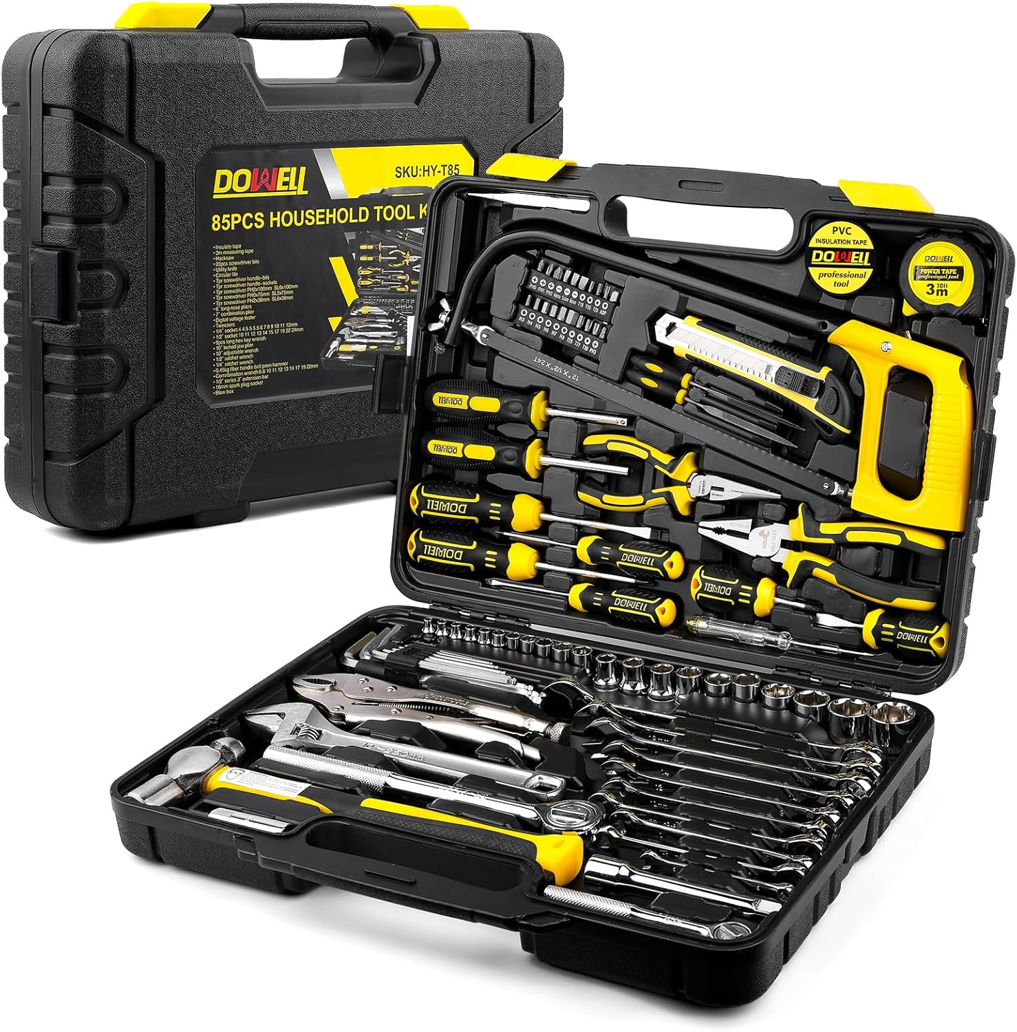 🚗 KFZ & Werkstatt – DOWELL 85 Piece Tool Kit for Car Mechanics, Complete for Car, Motorcycle, Engine and Garage Repairs with Sockets, Ratchet Wrenches, Pliers and More