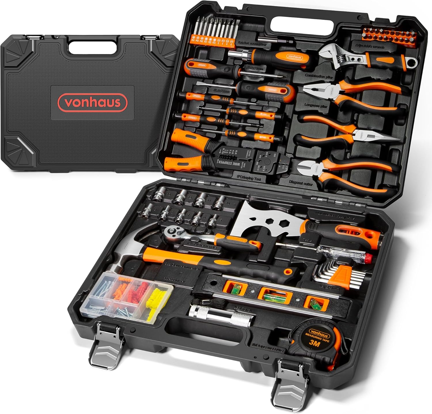 ⚡ Elektro & Technik – VonHaus Werkzeugset – Ultimativer 120-teiliger Werkzeugkasten – inklusive Werkzeug, LED-Taschenlampe, Inbusschlüssel, 3M-Maßband und mehr – DIY-Set, perfekt für Anfänger – mit Werkzeugkasten