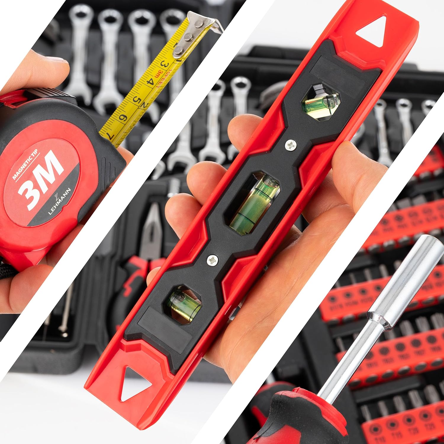 🔥 Angebote & Aktionen – LEHMANN Filled Tool Box - 168-Piece Tool Set - Robust Tool Box with Carry Handle - Tools with Rubberised Handle - Complete Tool Set Ideal for Workshop and Home – Bild 9