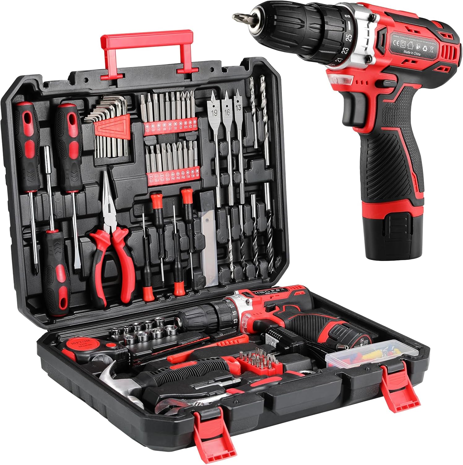 🔥 Angebote & Aktionen – TLGREEN Tool Box Cordless Screwdriver Set Filled 138 Pieces with 12 V Battery Drill Tool Set for Repairs and Maintenance, Tool Box Power Tool Household, DIY Repairs and Maintenance