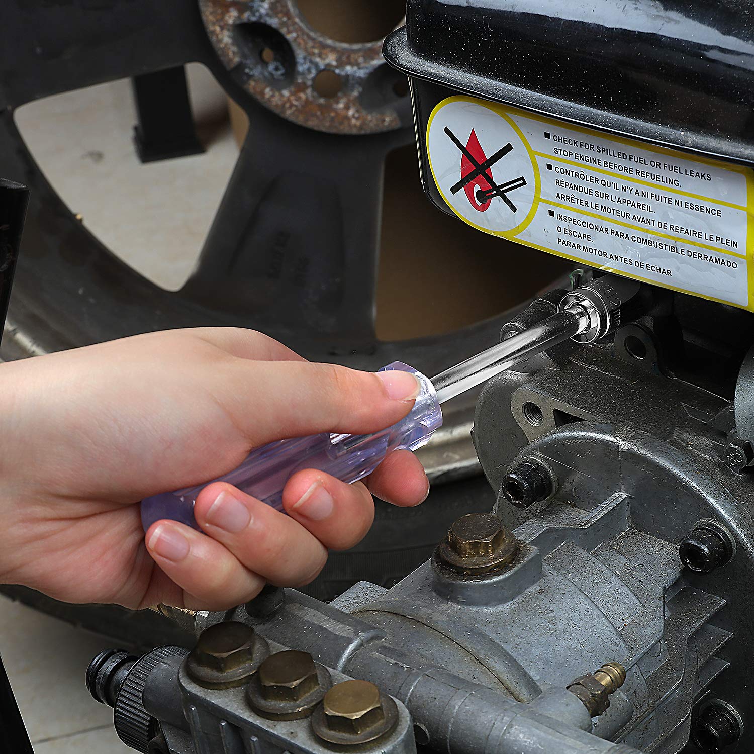 🚗 KFZ & Werkstatt – WORKPRO Socket Spanner Set 39 Pieces Reversible Ratchet 3/8 Inch Ratchet with Quick Release Function Cr-V Socket Spanner with Screwdriver Tool Box for Car – Bild 9