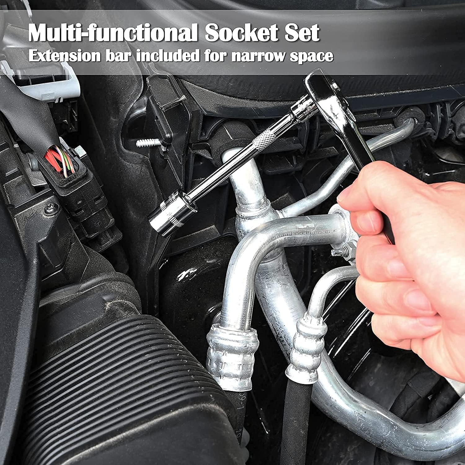 🚗 KFZ & Werkstatt – 46-Piece 1/4 Inch Drive Ratchet Socket Wrench Set, Ratchet Box Ratchet Box Small Includes Metric Bit Sockets and Extension Bars for Working on Bikes and Cars – Bild 7