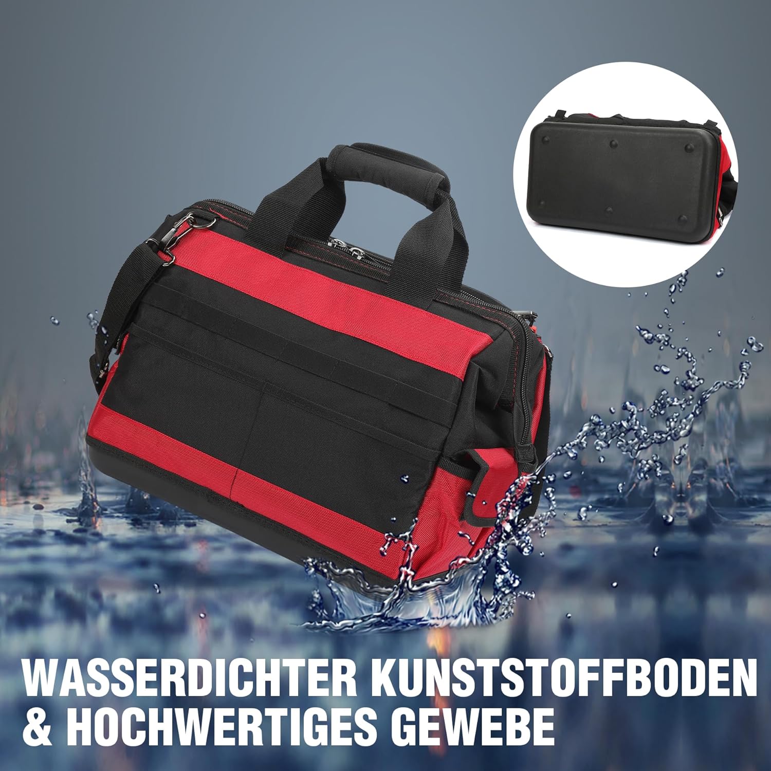 ⚡ Elektro & Technik – WORKPRO Elektriker-Werkzeugtasche, robustes 1680D-Polyester, mit breiter Reißverschlussöffnung, Tragegriff und verstellbarem Schultergurt, 42 x 25 x 34 cm – Bild 4