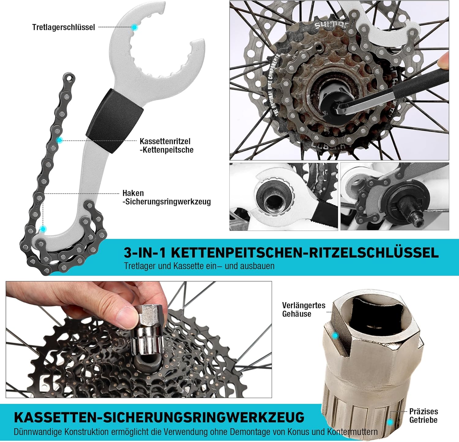 ⚒️ Bau & Montage – DURATECH Fahrradreparaturset 31-teilig mit Werkzeugkasten, tragbares Fahrradwerkzeugset für Fahrradkettenpedal-Reifenmontagereparaturen – Bild 8