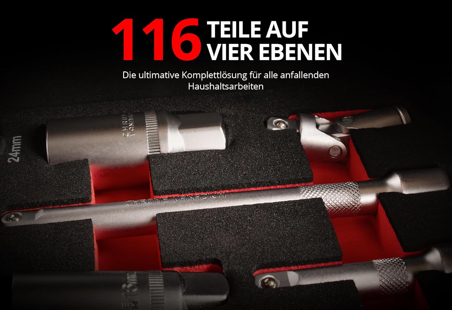 ⚒️ Bau & Montage – Mephisto Tool Box – Werkzeugkoffer – Premium XL Werkzeugset mit Chrom-Vanadium-Werkzeug-Adapter für Bitaufsatz – Bild 2