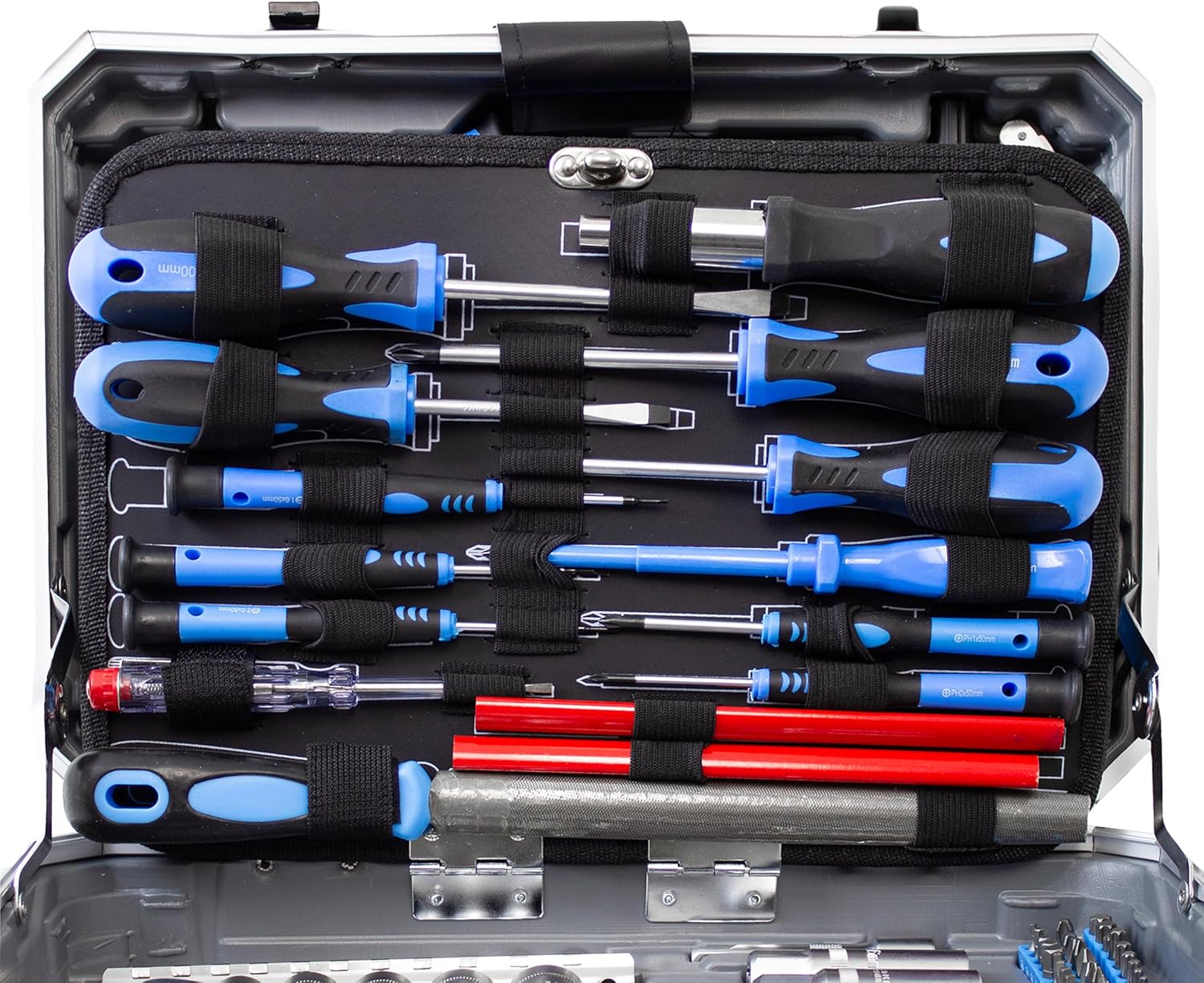 🔥 Angebote & Aktionen – Karcher Tool Box, 114 Piece Tool Set, I Tool Set Made of Chrome Vanadium & Carbon Steel with Hammer, Screwdriver, Socket Wrench, Bit Set and More Practical case for tools. – Bild 7