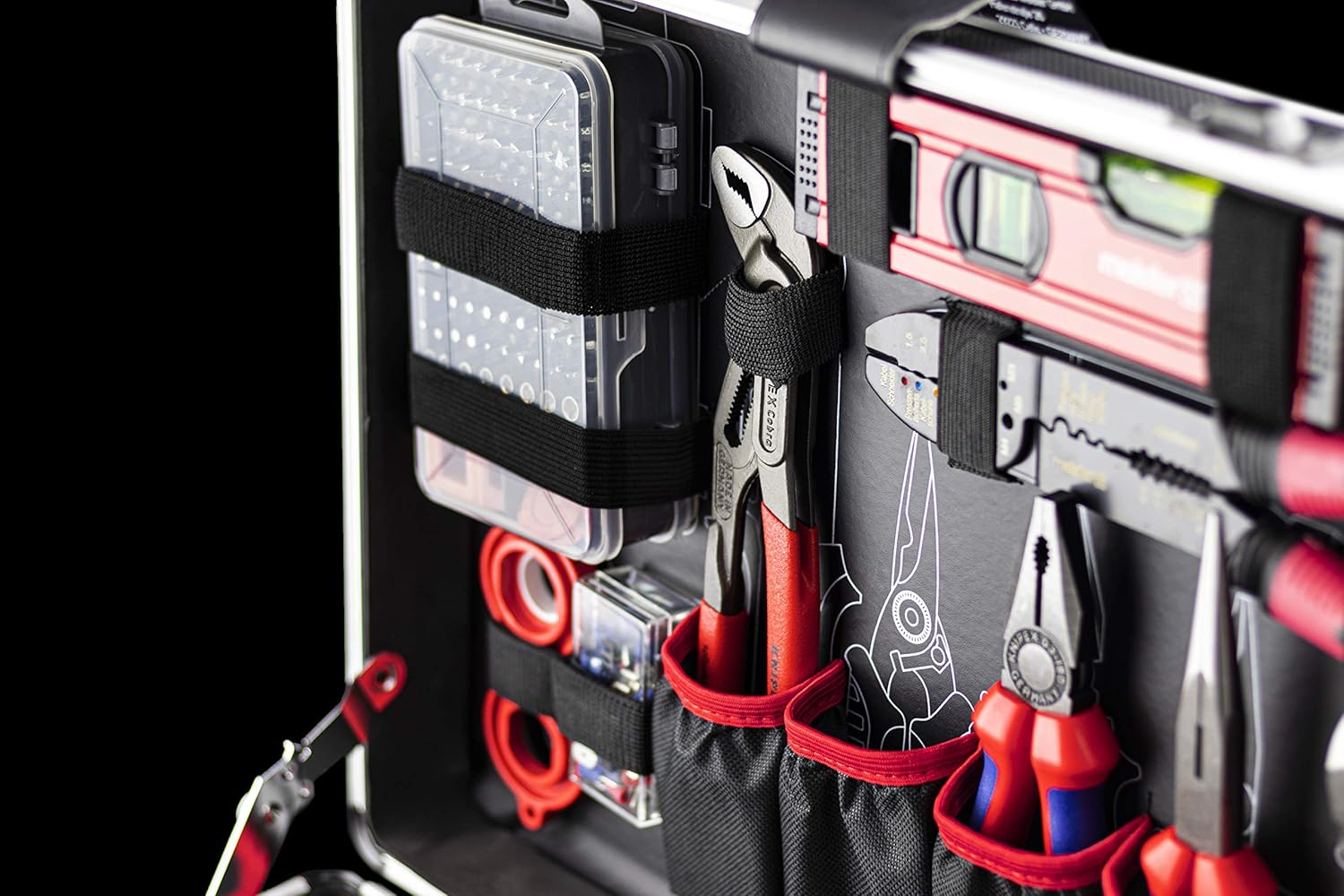 ⚒️ Bau & Montage – Meister Tool Trolley 238 Pieces – With Quality Tools from Knipex & Wera – Telescopic Handle / Professional Tool Box Filled / Tool Box Mobile on Wheels / Tool Box / 8973770 – Bild 6