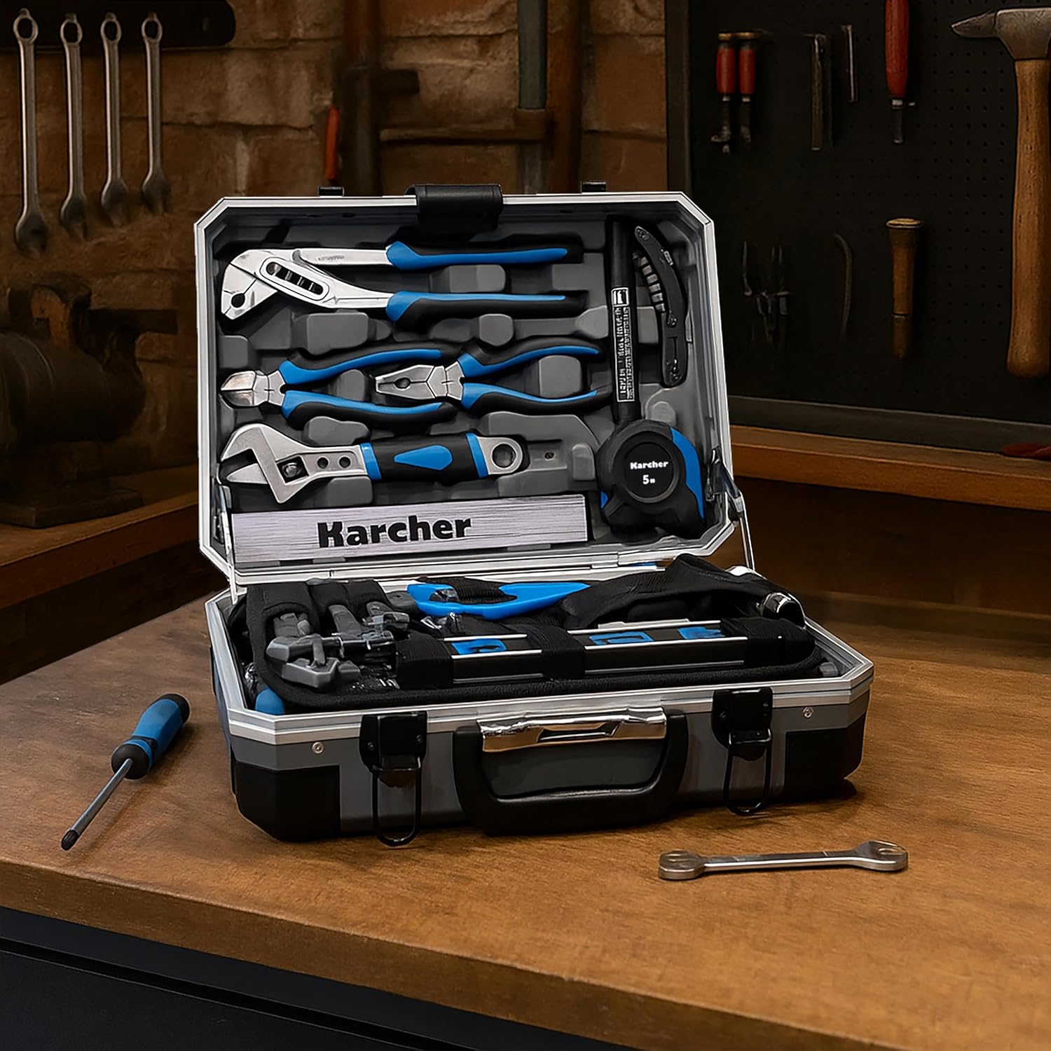 🔥 Angebote & Aktionen – Karcher Tool Box, 114 Piece Tool Set, I Tool Set Made of Chrome Vanadium & Carbon Steel with Hammer, Screwdriver, Socket Wrench, Bit Set and More Practical case for tools. – Bild 2