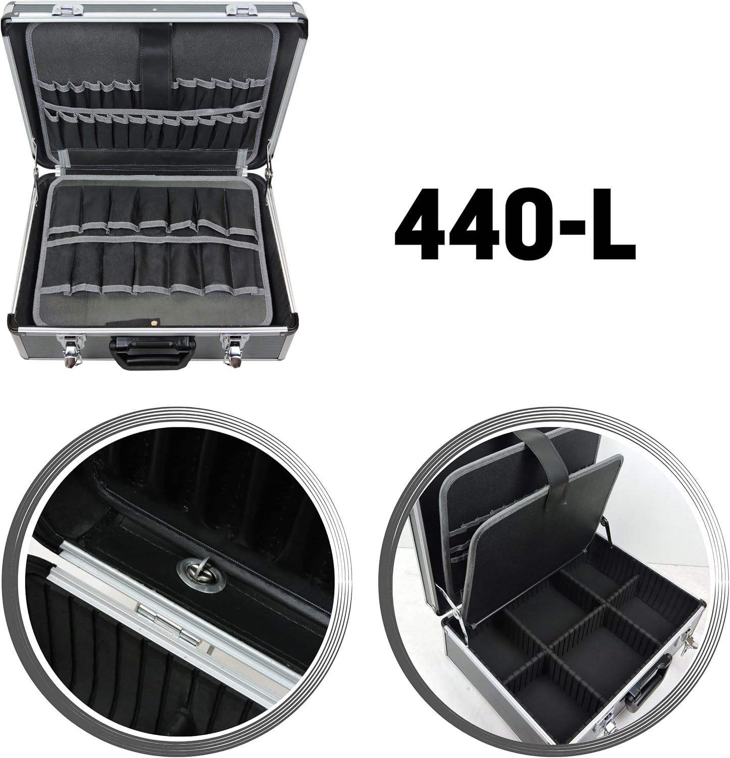 🔥 Angebote & Aktionen – FAMEX 440-L Tool Box with 2 Pallets with 56 Pockets - Compartments in Case Base - Empty, without Tools – Bild 4
