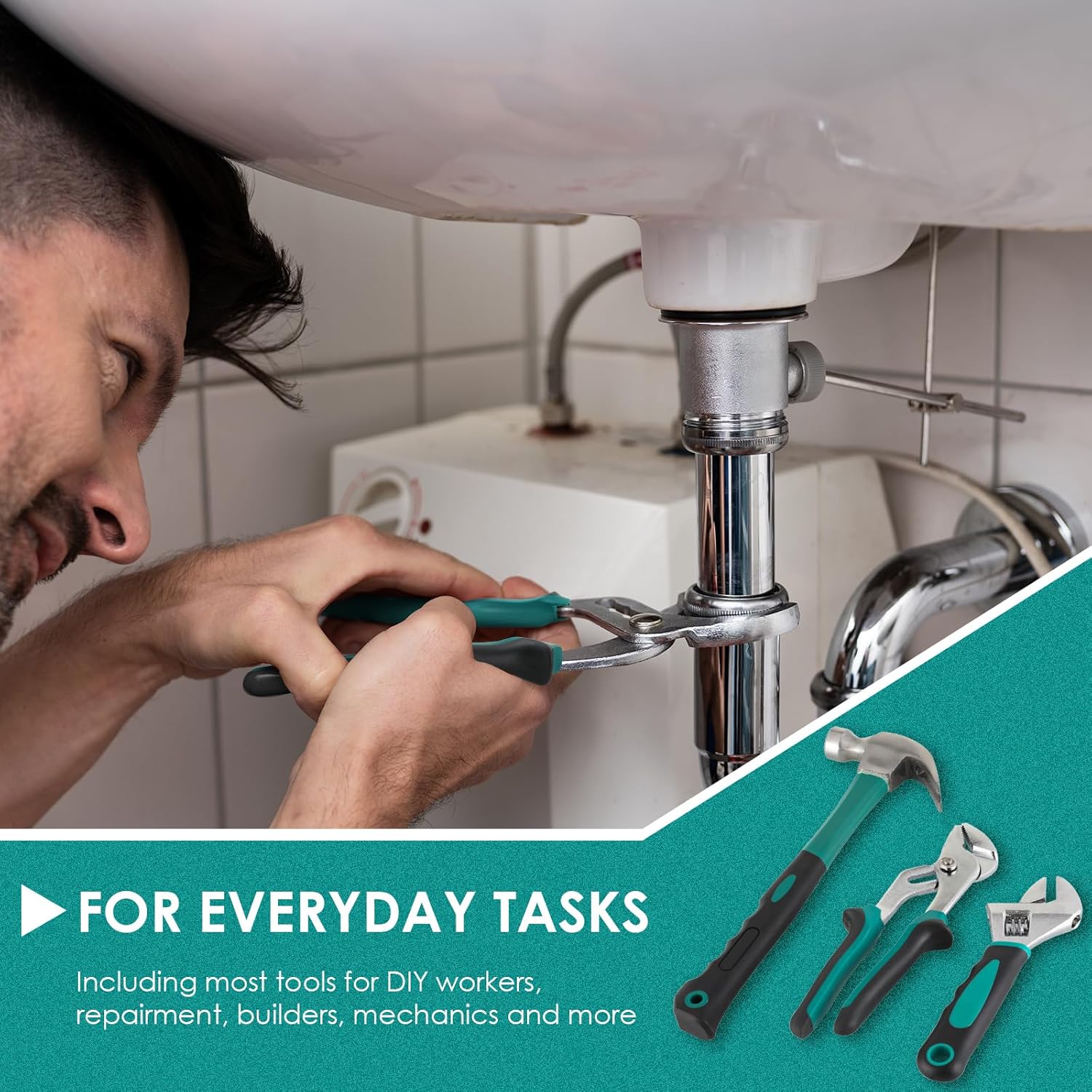 ⚒️ Bau & Montage – TLGREEN 198-teiliger, gefüllter Werkzeugkasten, Haushaltswerkzeug-Set mit Ratsche, Steckschlüssel-Set, Schraubendreher, Universal-Werkzeug-Sets – Bild 4