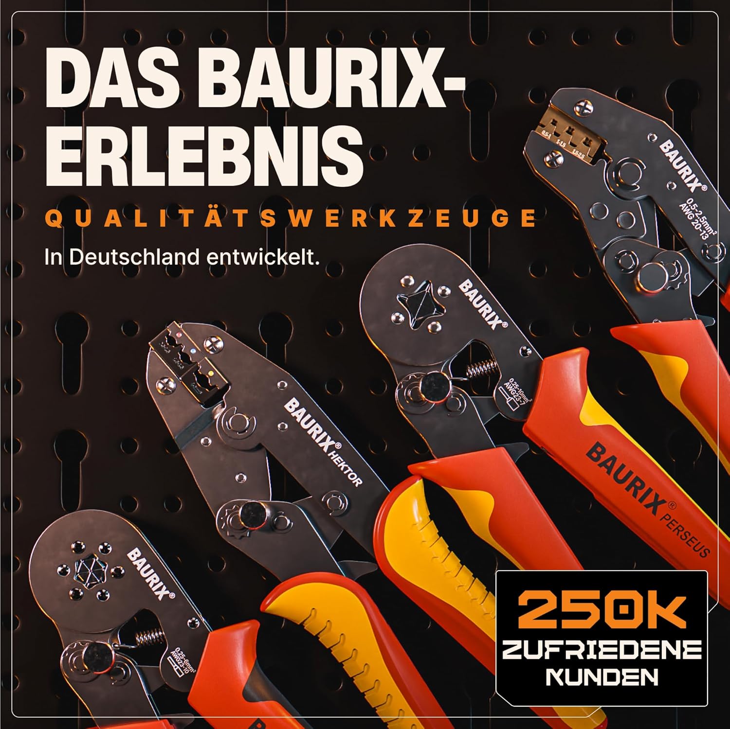 ⚡ Elektro & Technik – BAURIX® Crimping pliers including 700 piece cable lugs set, cable lug pliers for 0.50 - 6.00 mm² cable sleeves, cable lug pliers – Bild 7
