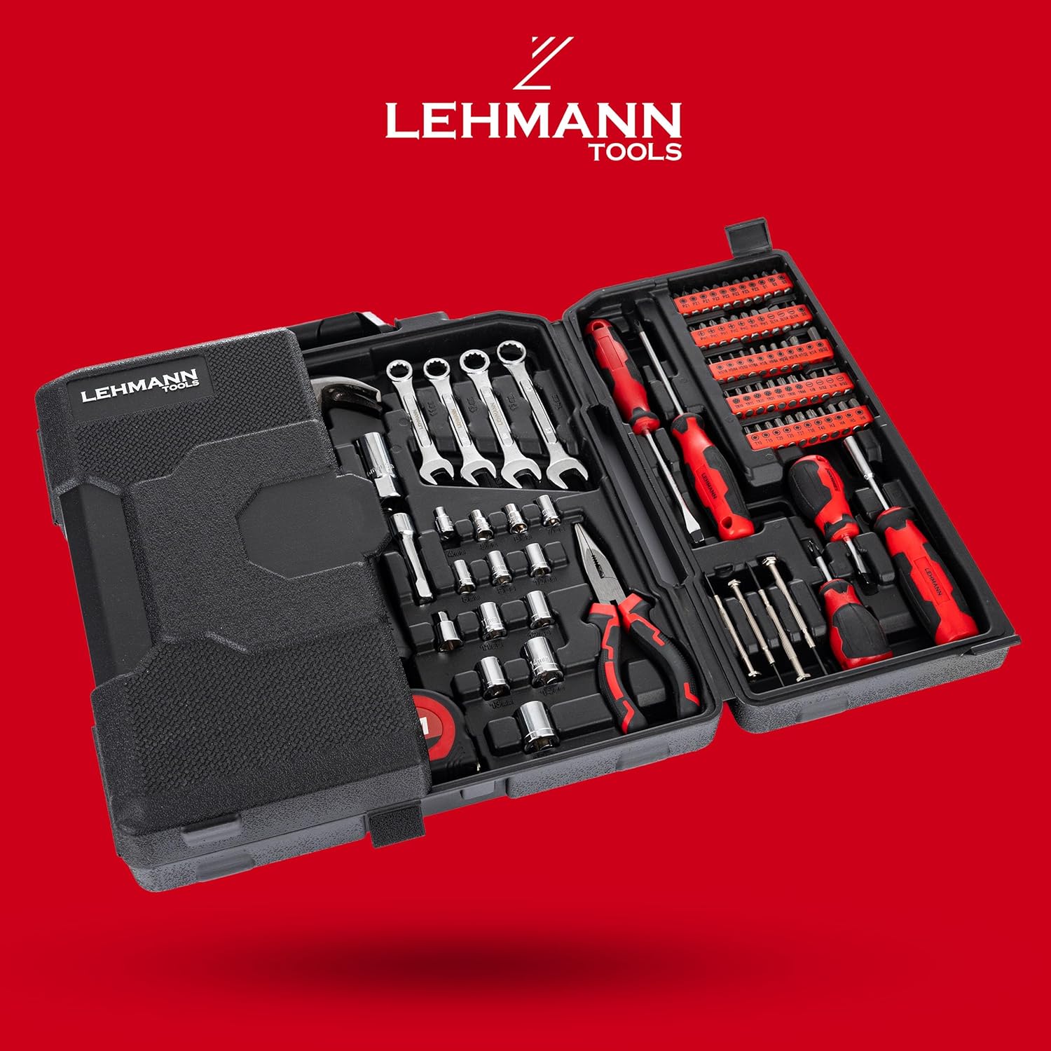 🔥 Angebote & Aktionen – LEHMANN Filled Tool Box - 168-Piece Tool Set - Robust Tool Box with Carry Handle - Tools with Rubberised Handle - Complete Tool Set Ideal for Workshop and Home – Bild 8
