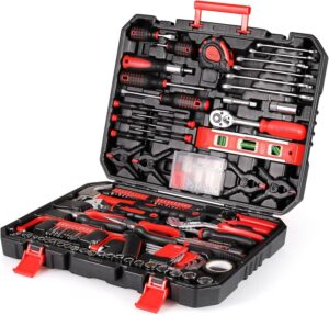 🔥 Angebote & Aktionen – TLGREEN 198-Piece Filled Tool Box Household Tool Set with Ratchet Socket Wrench Set Screwdriver Universal Tool Sets Red