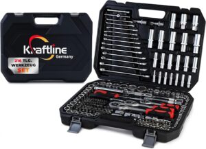 🚗 KFZ & Werkstatt – Tool Box Filled 216 Pieces, Tool Set Fully Equipped for DIY & Car, Tool Box Toolbox, Universal Tools, Stainless Steel Tool Sets for Workshop and Home in Black