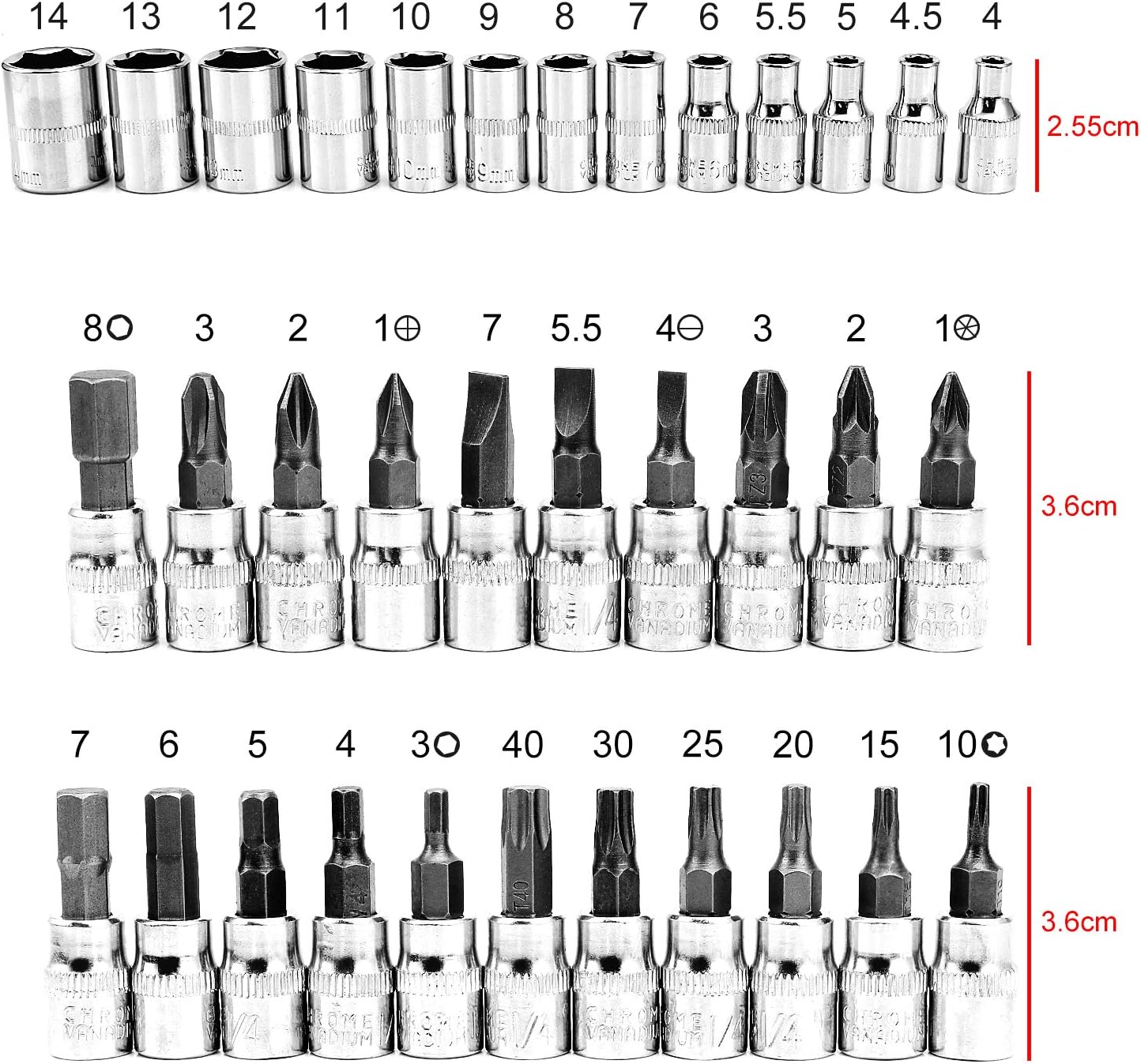 🚗 KFZ & Werkstatt – 46-Piece Socket Spanner Set Ratchet Box 1/4 Inch Drive Metic Socket Spanner and Bit Set Ratchet Set with Quick Release Ratchet Wrench, Extension Bars for Car Bicycle Motor – Bild 3