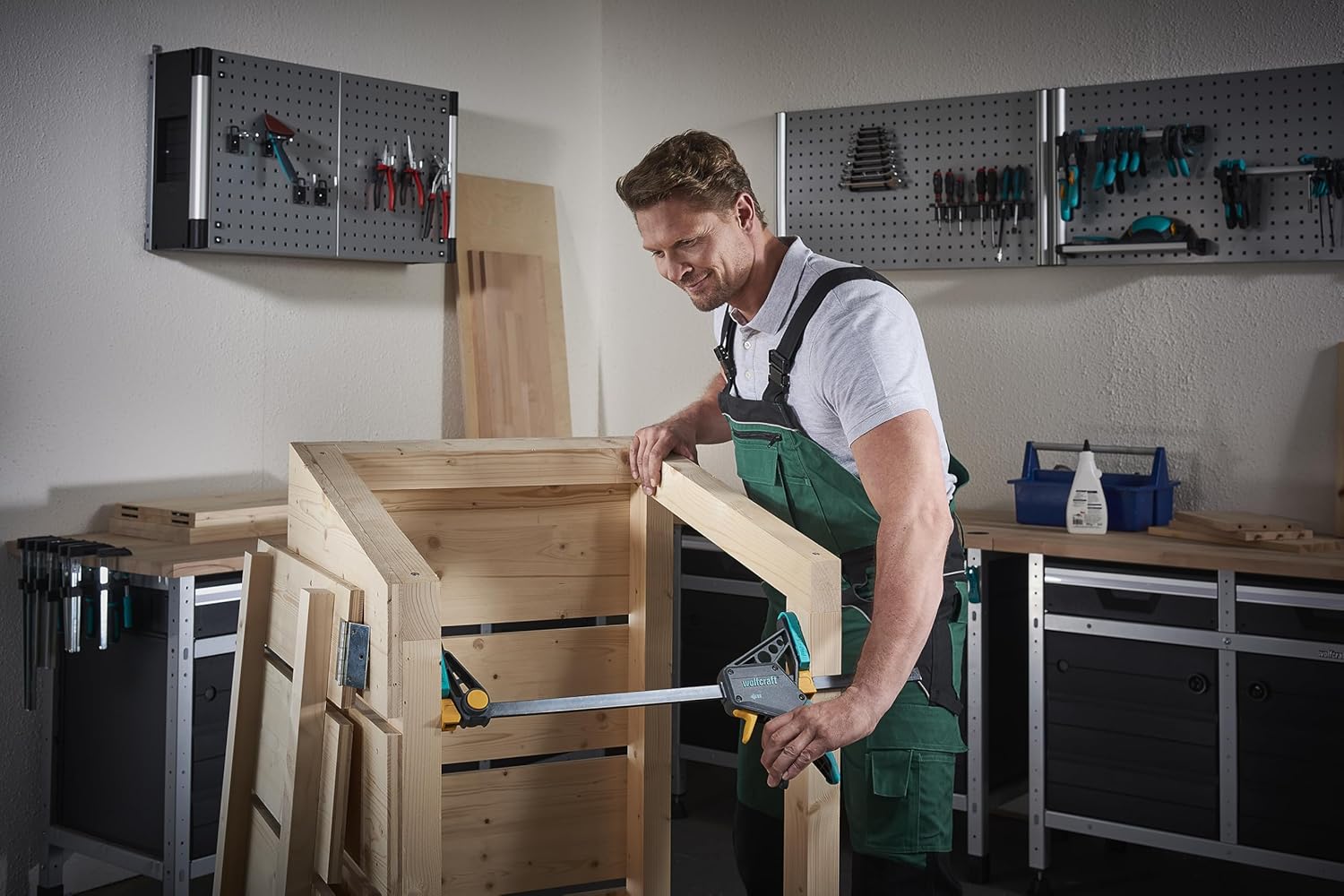 🔥 Angebote & Aktionen – wolfcraft XL 8624000 Single-Handed Clamps Set Flexible Spans of up to 1060 mm Clamping Force 120 kg 2 One-Handed Clamps PRO L + Connector – Bild 9