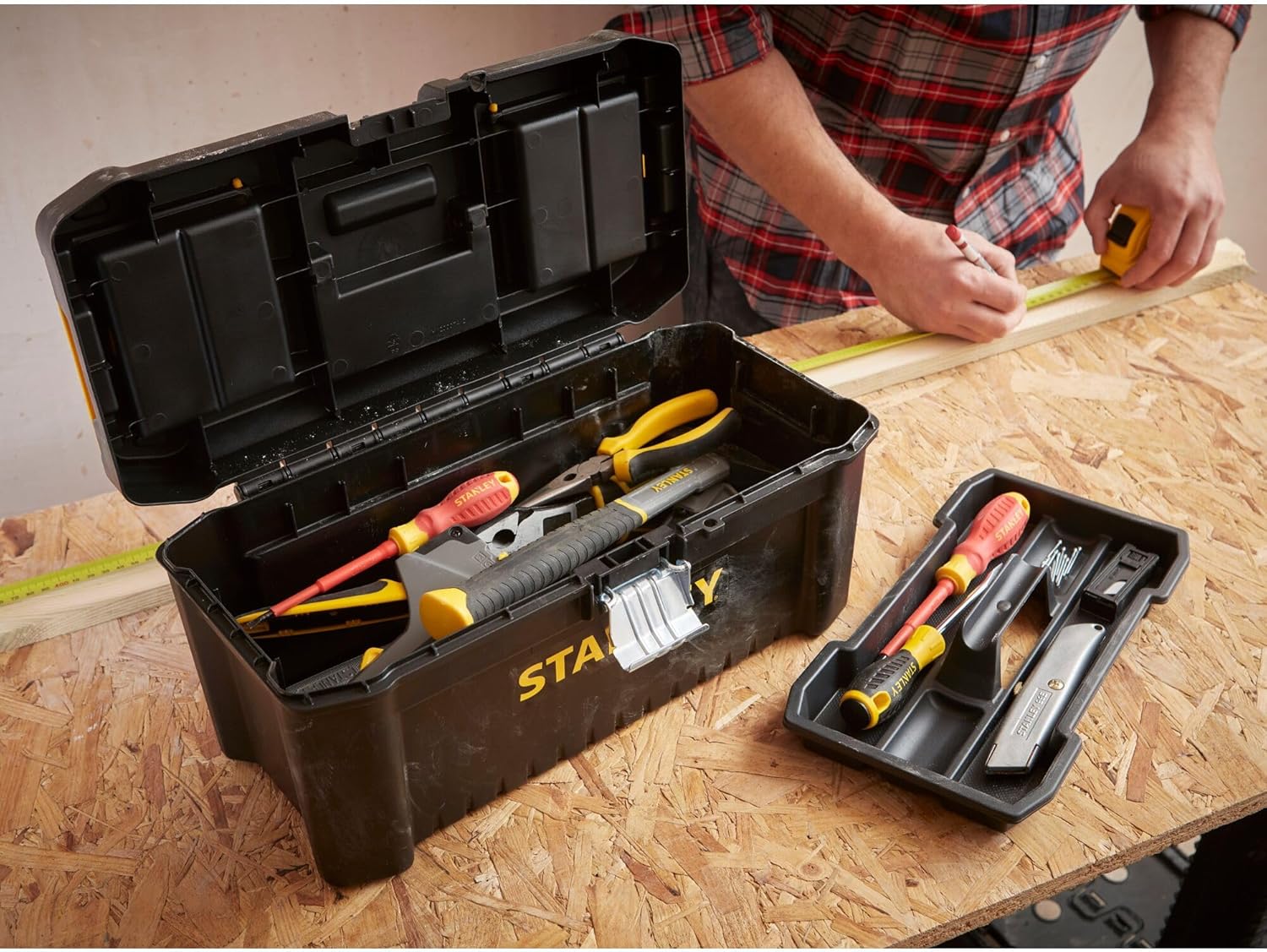 ⚒️ Bau & Montage – Stanley STST1-75518 Essential 16 Zoll Werkzeugkasten mit Metallverschlüssen, Schwarz/Gelb, Zoll – Bild 17