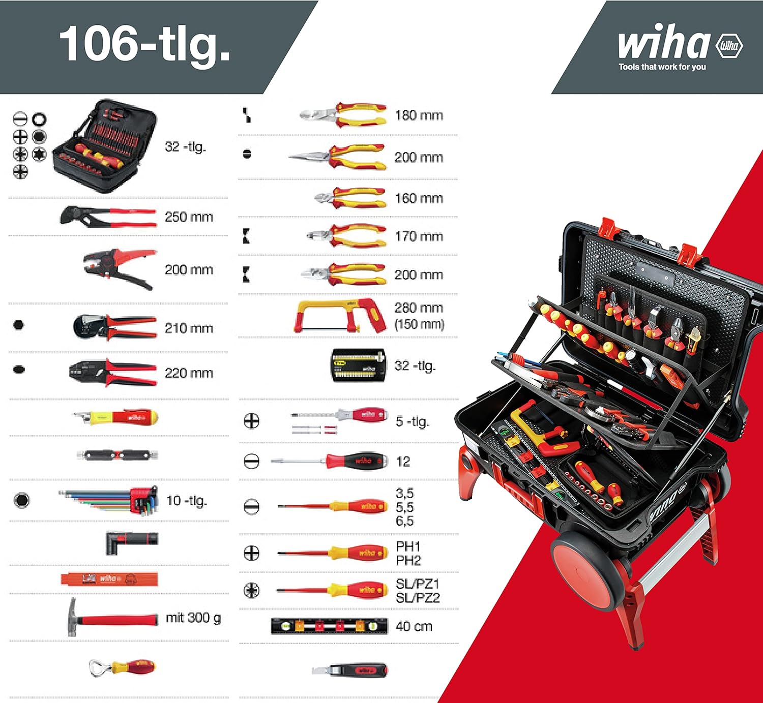 ⚡ Elektro & Technik – Wiha XXL III Elektro-Werkzeugkoffer-Set, 104-teilig, Elektriker-Werkzeugkoffer, Werkzeugkoffer mit umfangreichem Sortiment (44128) – Bild 5