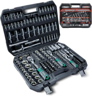 🚗 KFZ & Werkstatt – CCLIFE 187-Piece Socket Spanner Set Cr-V Ratchet Case Tool Case 72 Teeth 1/2 Inch 1/4 Inch 3/8 Inch Hexagonal Socket Spanner Insert Torx Slotted Phillips Pozidrive Bit Socket Spanner Inserts