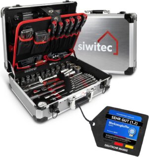 ⚡ Elektro & Technik – Werkzeugkasten 140-teilig | Werkzeugsatz CRV | Werkzeugkasten gefüllt mit Zangen, Schraubendrehern, Schlüsselsatz und vielem mehr | Professioneller Werkzeugkasten