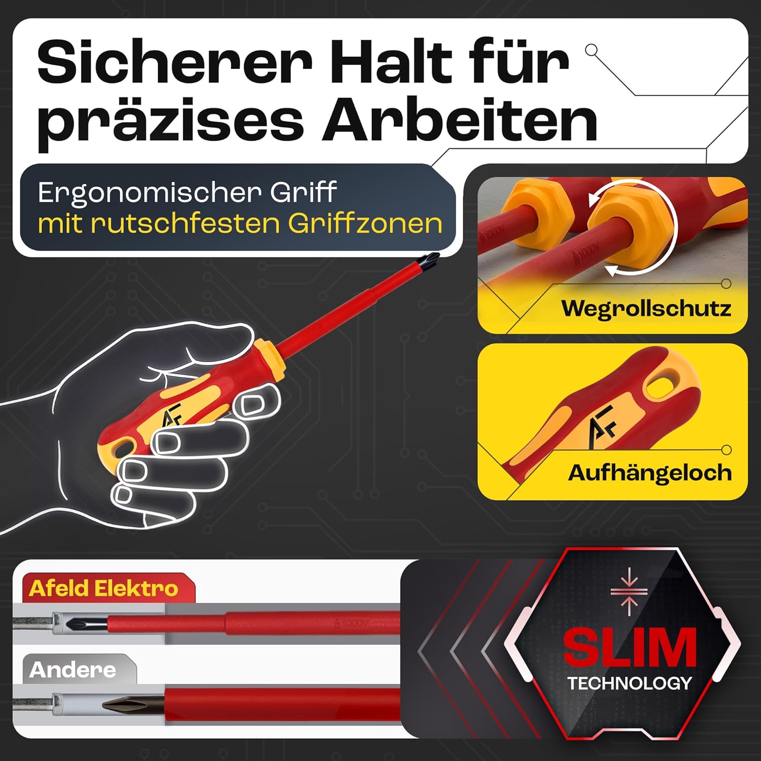⚡ Elektro & Technik – VDE-Magnet-Schraubendreher-Set – 6-teilig – 2 Kreuz – 4 Schlitz – isoliert bis 1000 V – aus S2-Stahl in Industriequalität – Bild 5