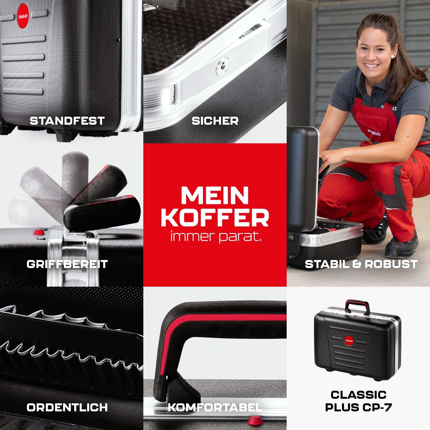 ⚡ Elektro & Technik – PARAT Classic Plus CP-7 | Werkzeugkasten für 51 Werkzeuge | Inklusive Basic Roll-Up Case 8 | Bastelkoffer mit CP-7-Haltern | Werkzeugkasten mit Bodenablage und Dokumentenfach | Mit Aluminiumrahmen – Bild 8
