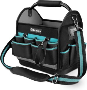 ⚡ Elektro & Technik – DURATECH Profi-Werkzeugtasche Elektriker, robuste Werkzeugtasche 30,5 cm mit wasserdichtem Boden und großer Öffnung, aus 900D-Polyester, großes Fassungsvermögen, mit Stahlrohr und verstellbarem Schultergurt