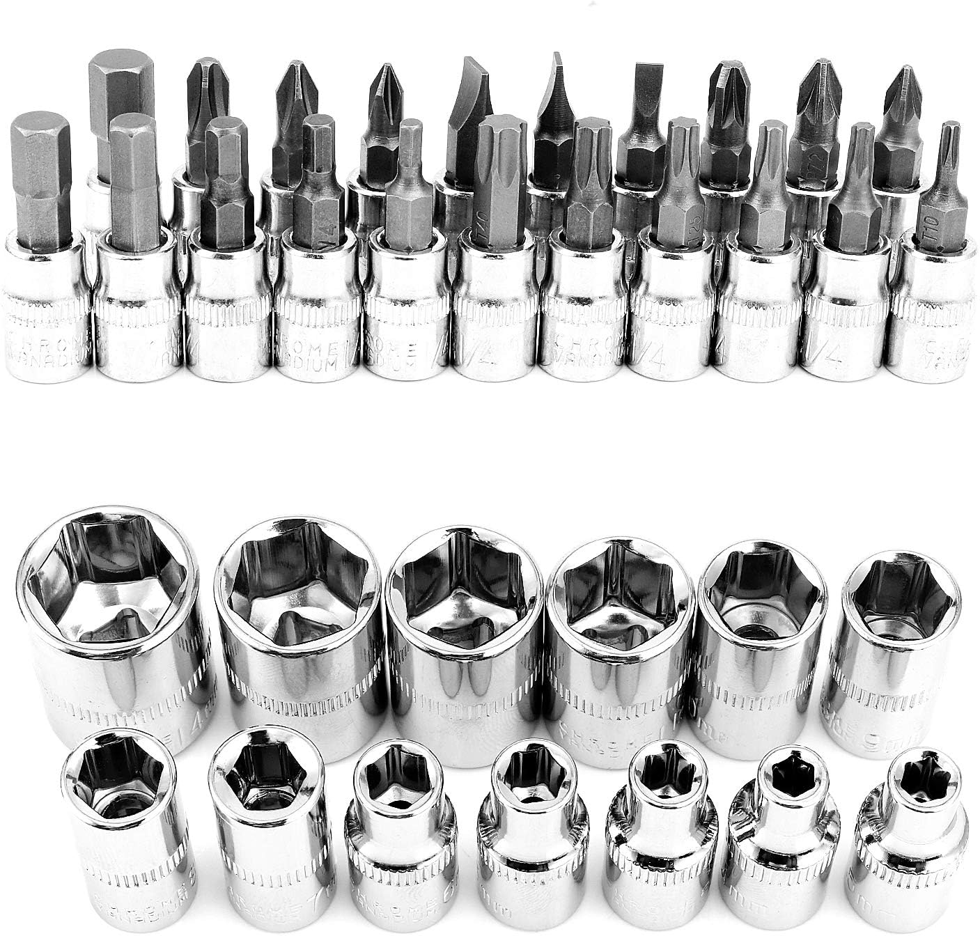 🚗 KFZ & Werkstatt – 46-Piece Socket Spanner Set Ratchet Box 1/4 Inch Drive Metic Socket Spanner and Bit Set Ratchet Set with Quick Release Ratchet Wrench, Extension Bars for Car Bicycle Motor – Bild 4