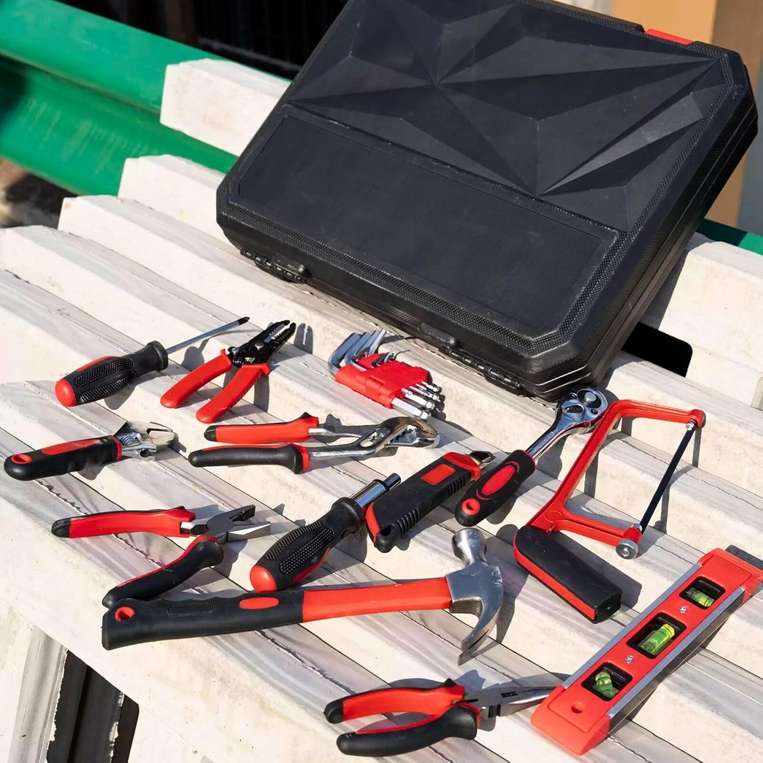 ⚒️ Bau & Montage – Werkzeugkoffer gefüllt 156-teilig, Werkzeugset komplett ausgestattet für Heimwerker & Auto, Werkzeugkoffer Werkzeugkasten, Universalwerkzeuge, Edelstahl-Werkzeugsets für Werkstatt und Haushalt in Schwarz – Bild 9