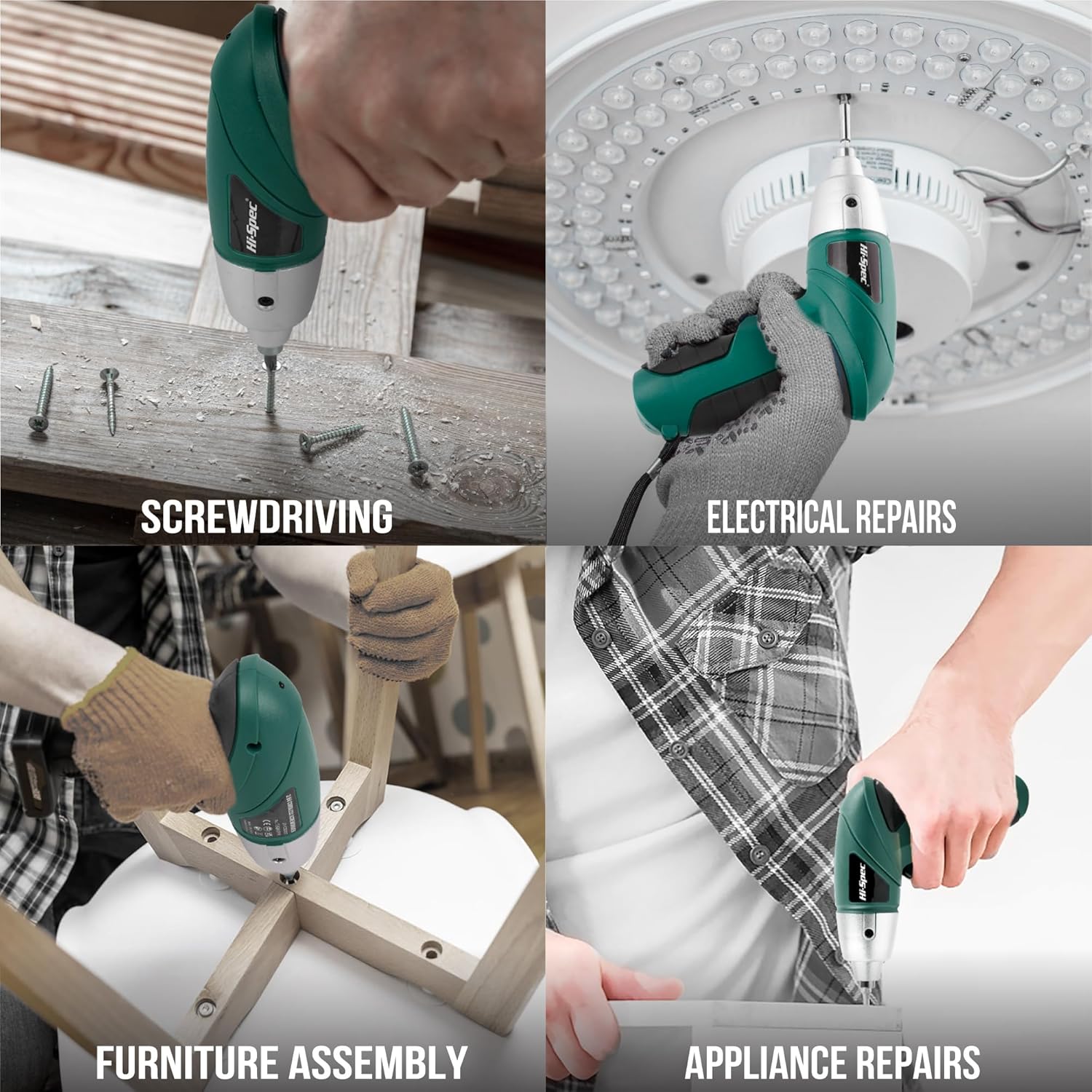 🔥 Angebote & Aktionen – Hi-Spec 19-Piece Green Tool Set with USB 3.6 V Cordless Screwdriver. Small Tool Set with Electric Screwdriver, Bit Set, Hammer, Pliers and More All in a Small Tool Box – Bild 6