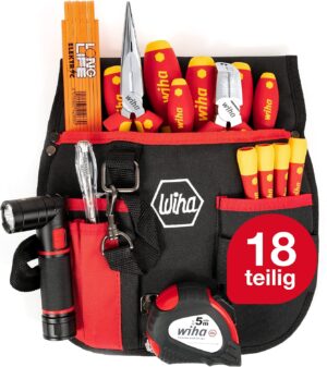 ⚡ Elektro & Technik – Wiha Werkzeugset Grundausstattung Elektriker 18-teilig I Gürteltasche I für den mobilen Einsatz I VDE-Werkzeug (44574)