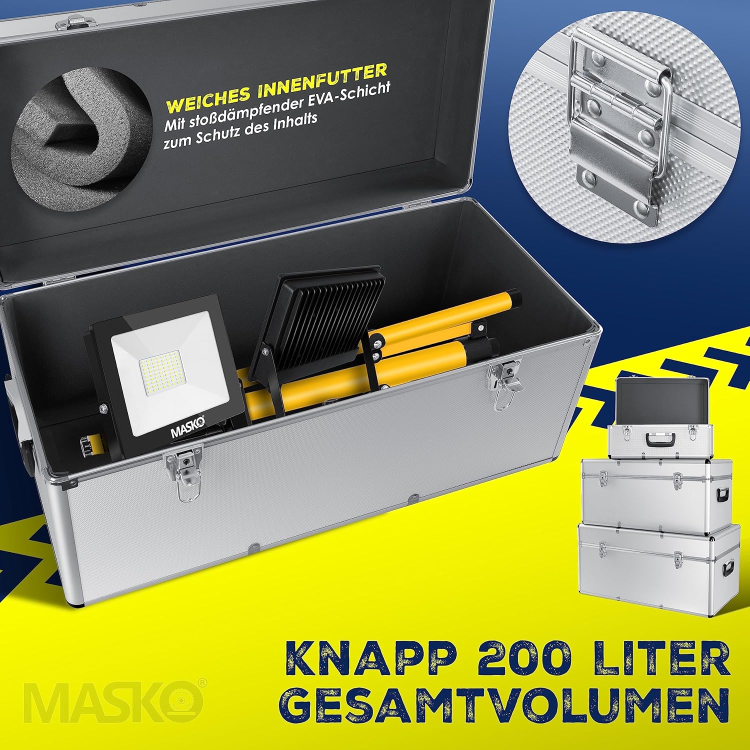 ⚡ Elektro & Technik – Masko® 3er-Set Aluminium-Transport-Aufbewahrungsboxen, Werkzeugkiste – Bild 3
