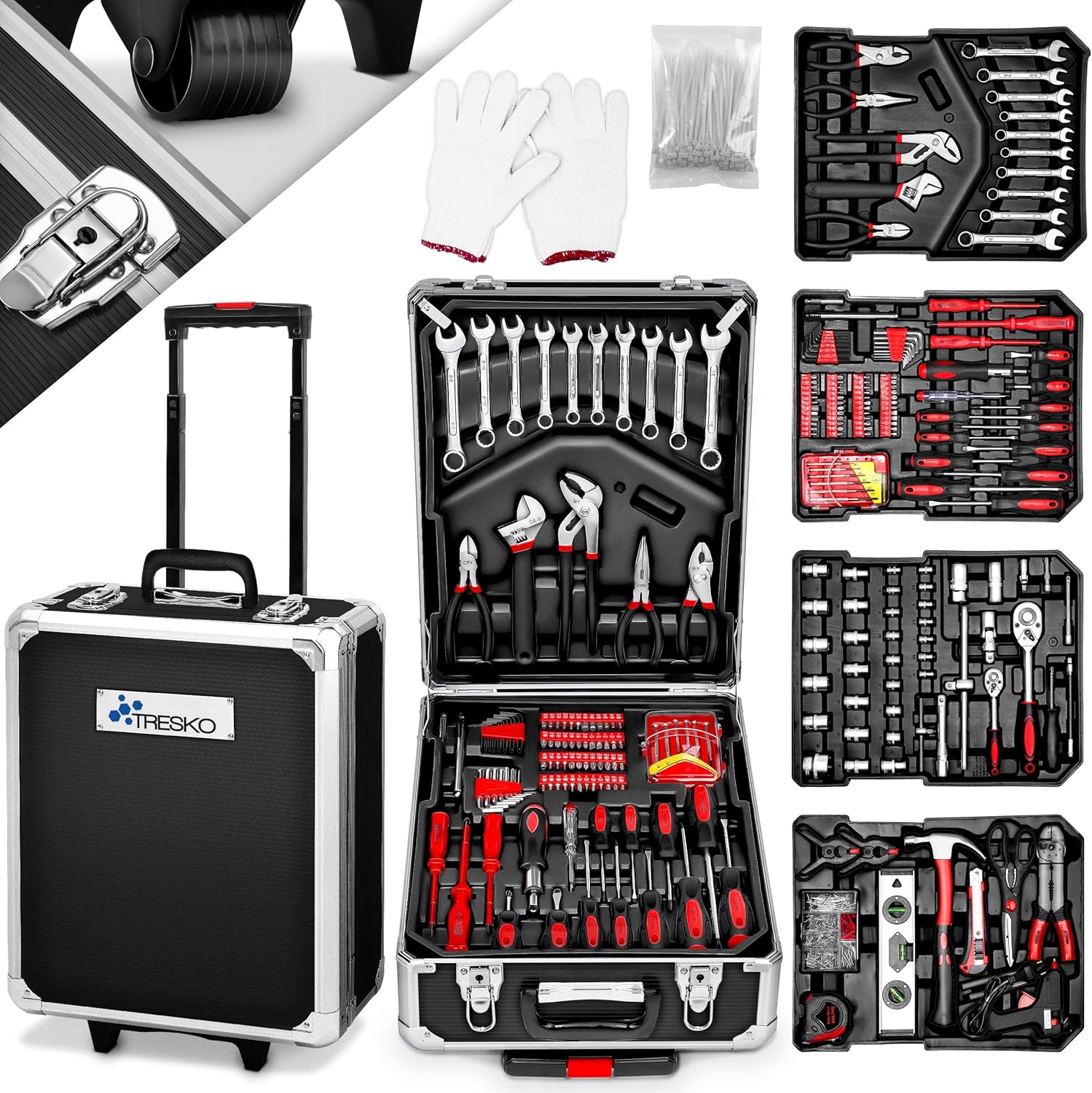 🔥 Angebote & Aktionen – Tresko tool box, 859 pieces tool box, tool bag, tool set, tool trolley, chrome vanadium steel