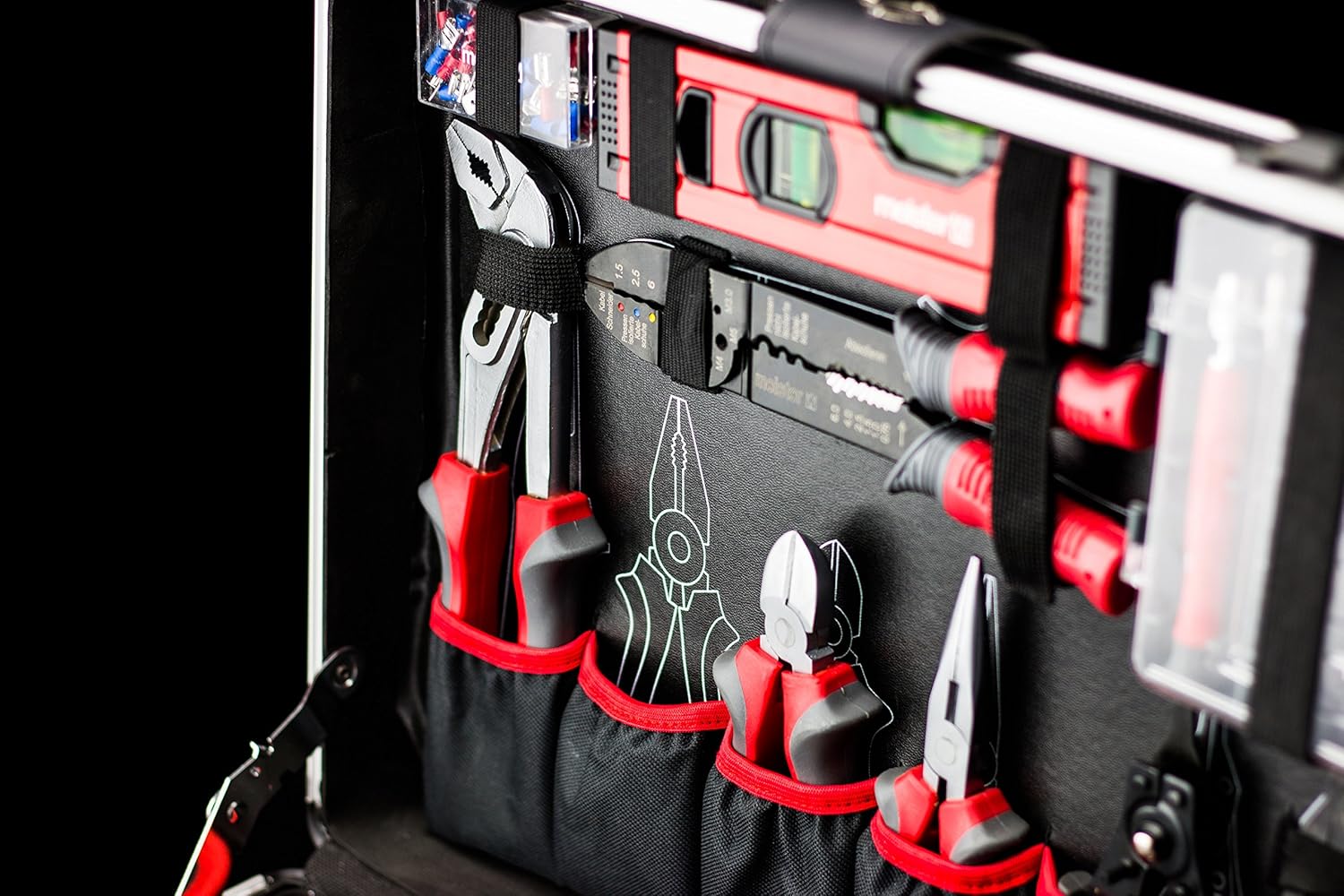 ⚒️ Bau & Montage – Meister tool trolley 156 pieces - tool set - with rollers - telescopic handle / professional tool case filled / tool box mobile on rollers / tool box complete with tools / 8971440 – Bild 6