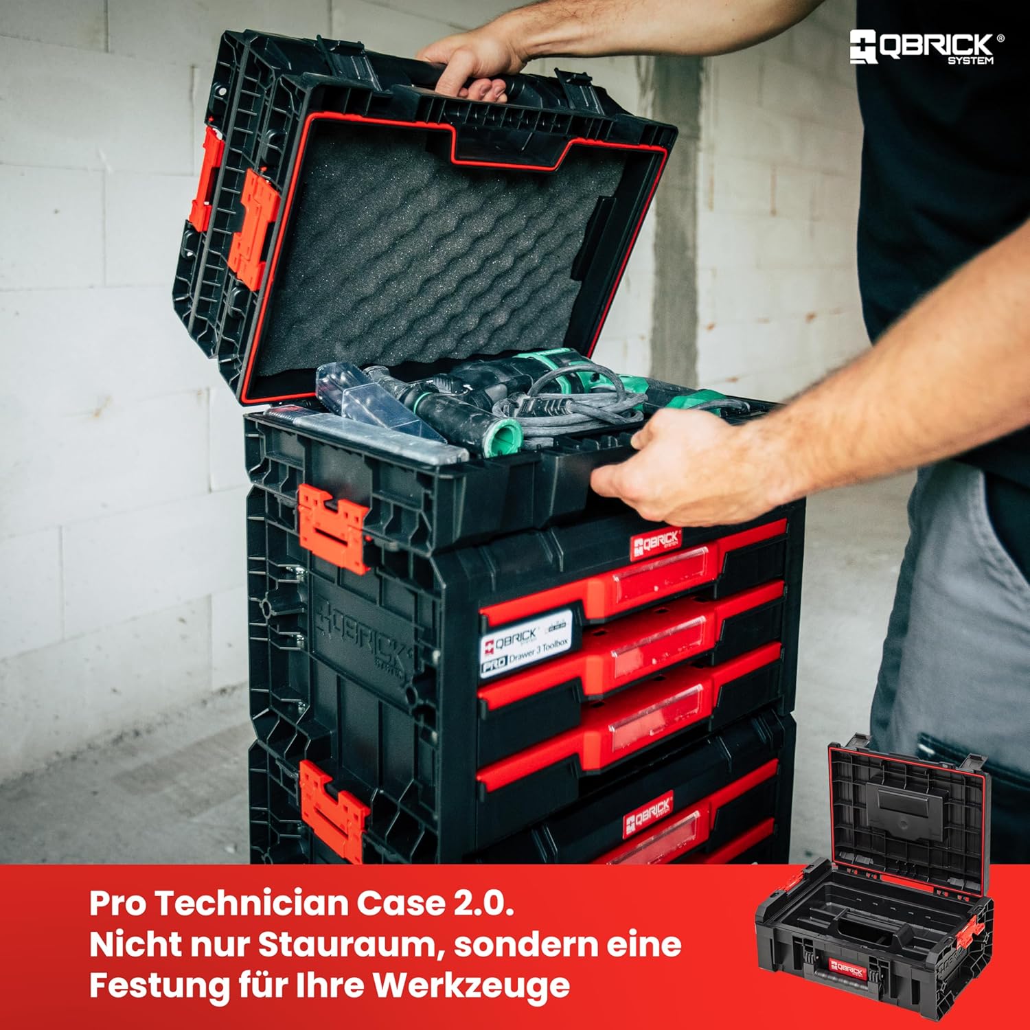 🔥 Angebote & Aktionen – Qbrick System Pro Technician Case 2.0 Tool Box Empty Tool Box Transport Case 450 x 332 x 171 mm Black Red – Bild 3