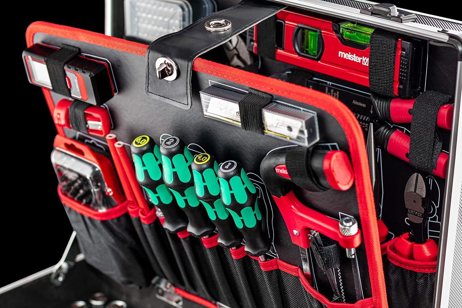 ⚒️ Bau & Montage – Meister Tool Trolley 238 Pieces – With Quality Tools from Knipex & Wera – Telescopic Handle / Professional Tool Box Filled / Tool Box Mobile on Wheels / Tool Box / 8973770 – Bild 7