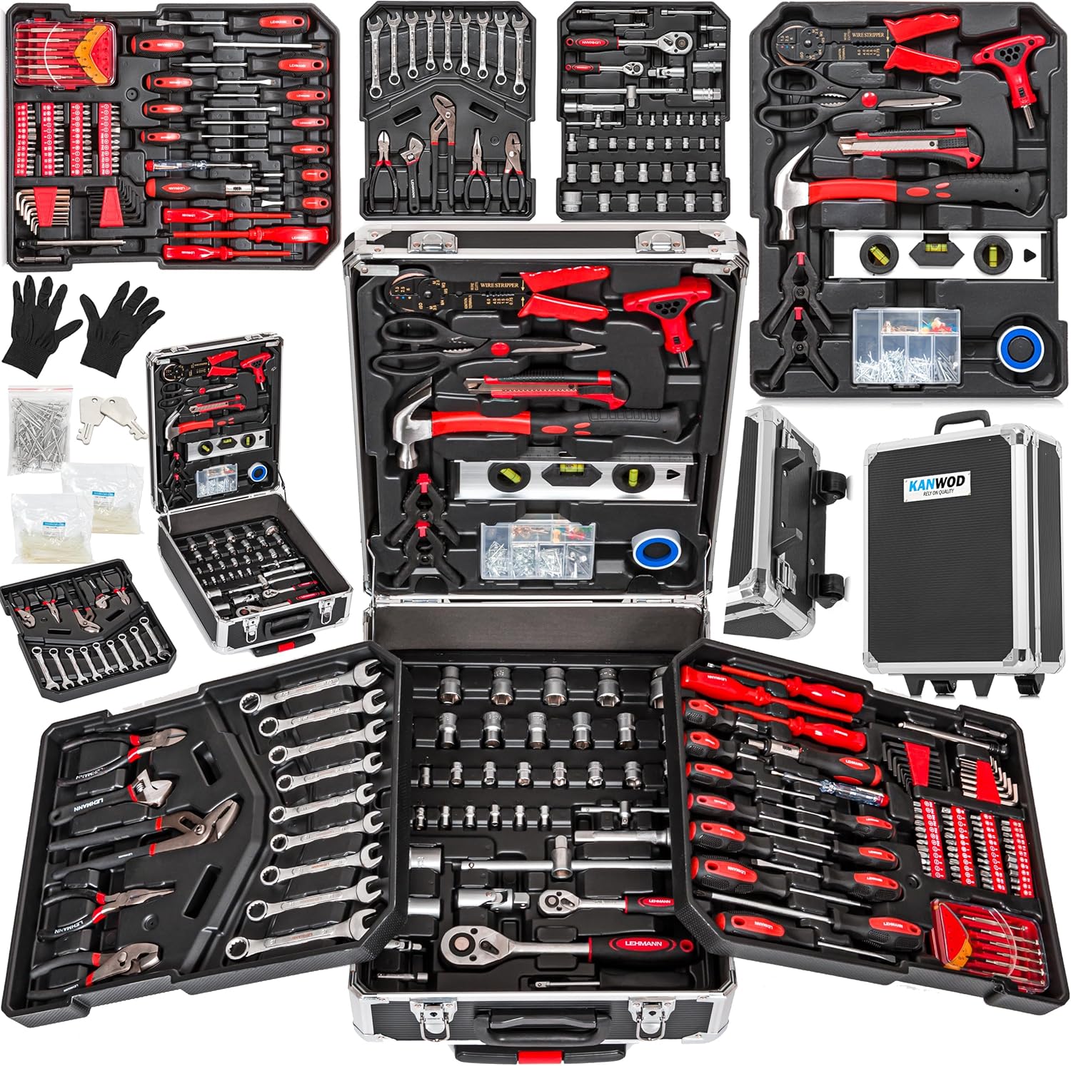 🔥 Angebote & Aktionen – Kanwod KTOTC-1054 Tool Box Filled 1000 Pieces | Tool Trolley Set for DIY and Craft Masters | for Workshop and Household | Includes Wrench, Hammer and Other