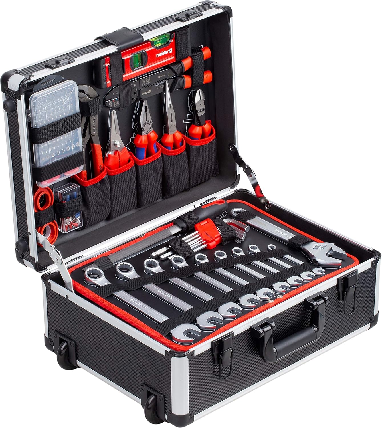 ⚒️ Bau & Montage – Meister Tool Trolley 238 Pieces – With Quality Tools from Knipex & Wera – Telescopic Handle / Professional Tool Box Filled / Tool Box Mobile on Wheels / Tool Box / 8973770 – Bild 2