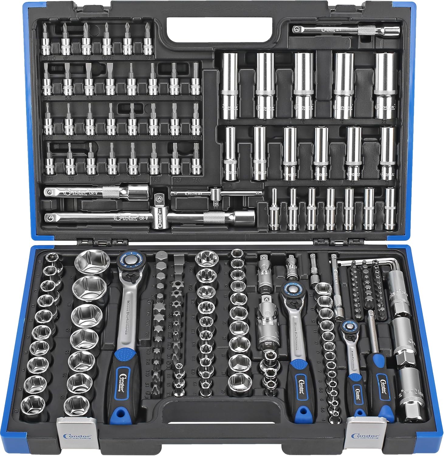 🚗 KFZ & Werkstatt – Condor Werkzeug 38180 Hexagonal Socket Set 180 Pieces Drive 1/4 Inch + 3/8 Inch + 1/2 Inch with Case xcess Performance – Bild 2