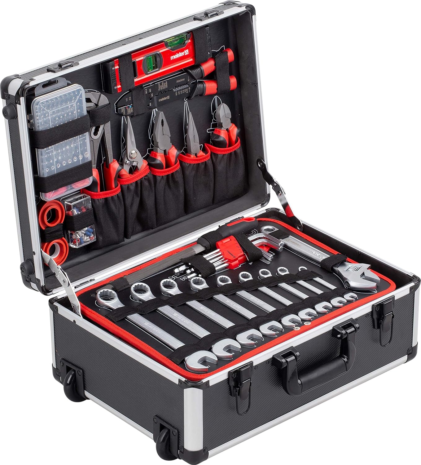 🔥 Angebote & Aktionen – Meister tool trolley 238-piece tool set, with wheels, telescopic handle, filled professional tool box, tool box on wheels, tool box complete with tool, 8971480., 8971480 – Bild 2