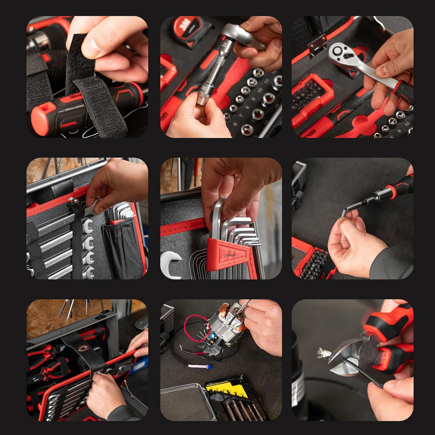 🔥 Angebote & Aktionen – LEHMANN Filled Tool Box - 88-Piece Tool Set - Robust Aluminium Tool Box with Carry Handle - Tools with Rubberised Handle - Complete Tool Set for Workshop, Garage and Household – Bild 7