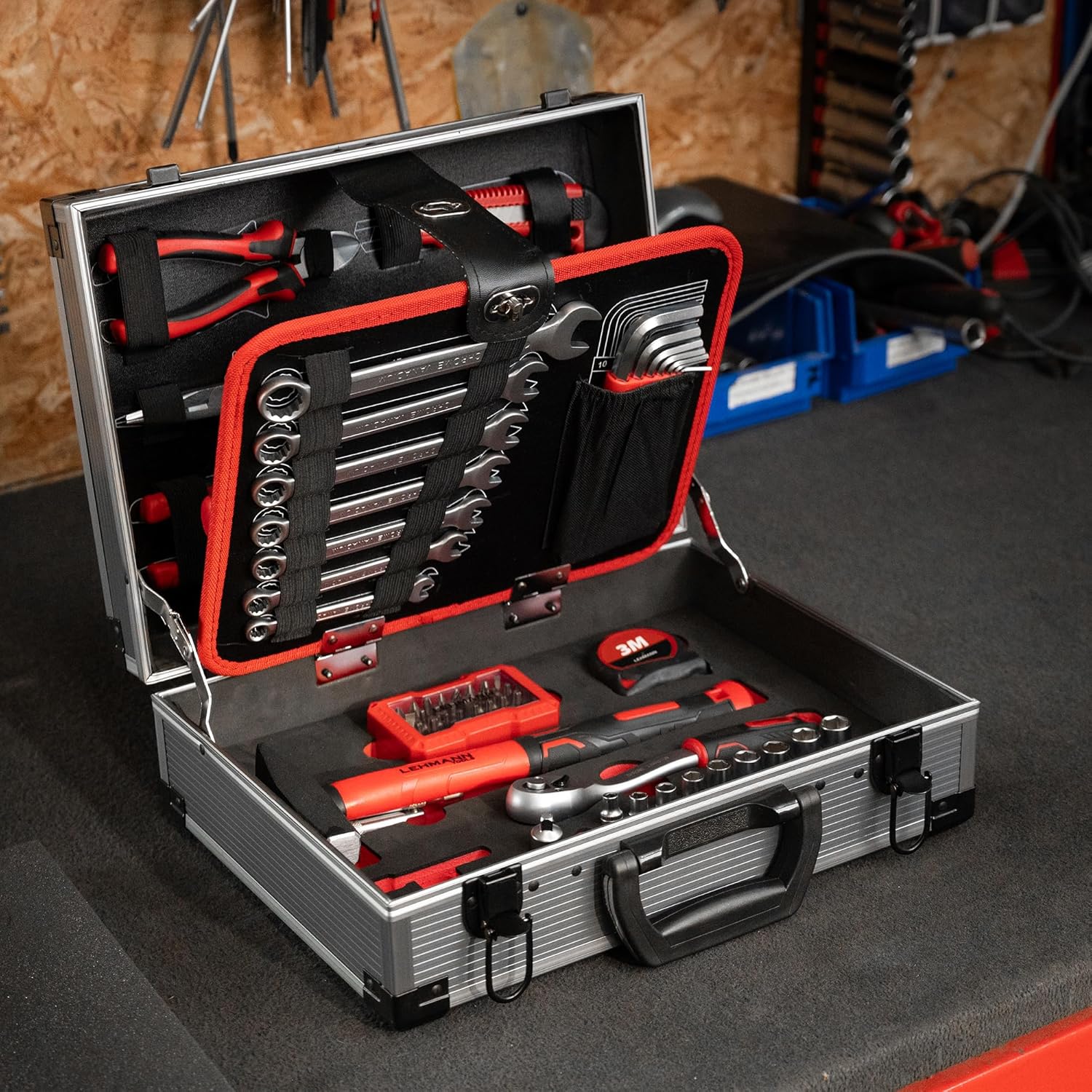 🔥 Angebote & Aktionen – LEHMANN Filled Tool Box - 88-Piece Tool Set - Robust Aluminium Tool Box with Carry Handle - Tools with Rubberised Handle - Complete Tool Set for Workshop, Garage and Household – Bild 2