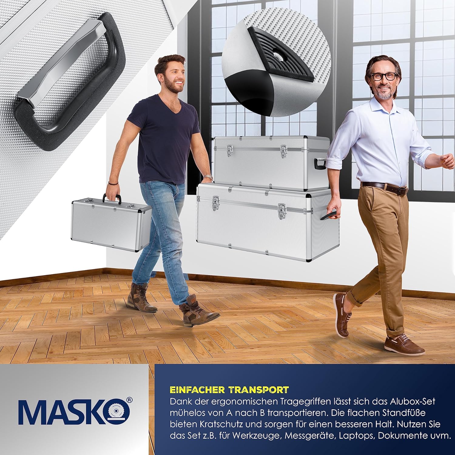 ⚡ Elektro & Technik – Masko® 3er-Set Aluminium-Transport-Aufbewahrungsboxen, Werkzeugkiste – Bild 4