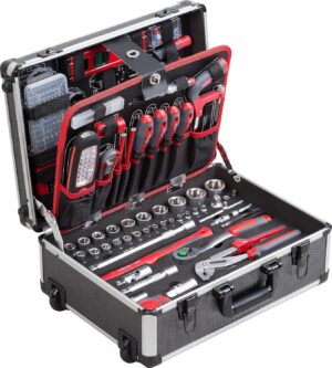 🔥 Angebote & Aktionen – Meister 8973740 Tool Trolley 230 Pieces – Tool Set – with Wheels – Telescopic Handle/Professional Tool Box Filled / Tool Box Mobile on Wheels / Tool Box Complete with Tools