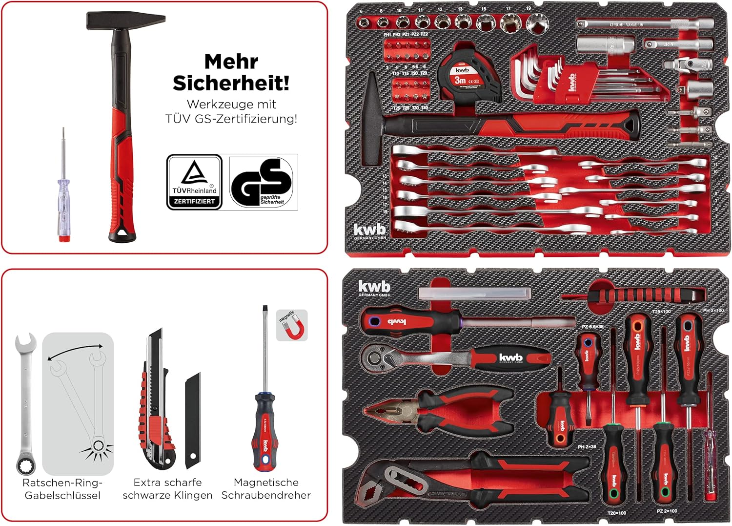 ⚡ Elektro & Technik – kwb 80-teiliges Einhell E-Case-kompatibles, robustes und hochwertiges Werkzeugkoffer-Set, ideal für Haushalt oder Garage, gepolstert mit Werkzeugeinsätzen und Schaumstoffdeckel – Bild 3