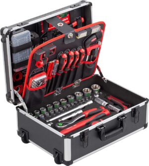 🔥 Angebote & Aktionen – Meister tool trolley 238-piece tool set, with wheels, telescopic handle, filled professional tool box, tool box on wheels, tool box complete with tool, 8971480., 8971480