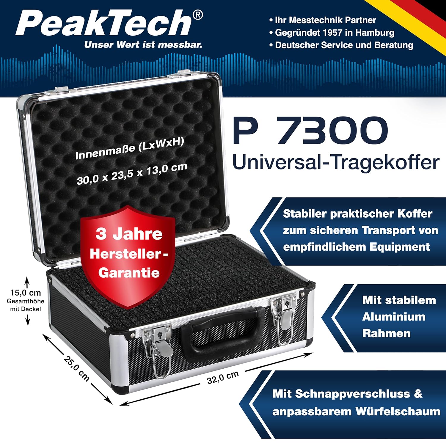🔥 Angebote & Aktionen – PeakTech universal case, large, 320 x 250 x 150 mm, with layer foam blocks, pack of 1, model number: P7300 – Bild 2