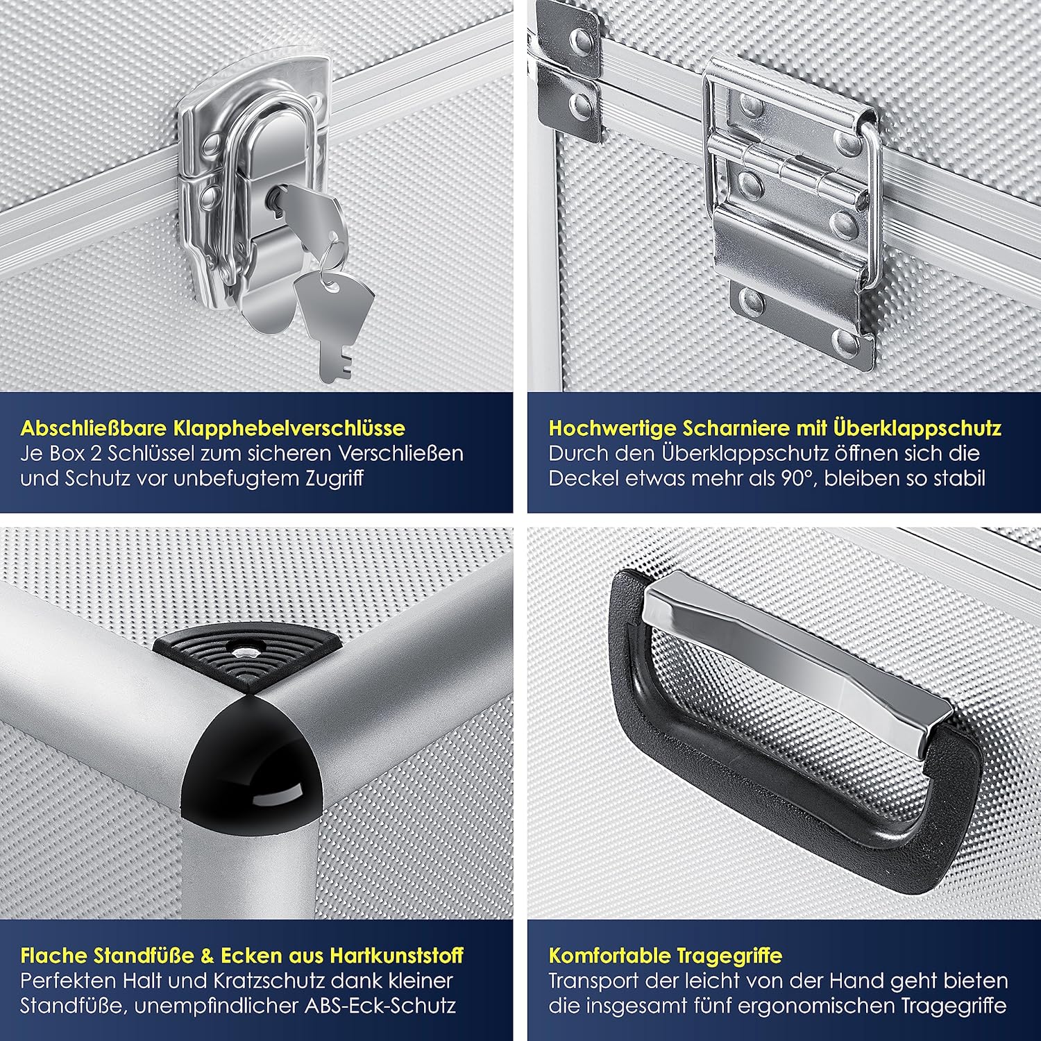 ⚡ Elektro & Technik – Masko® 3er-Set Aluminium-Transport-Aufbewahrungsboxen, Werkzeugkiste – Bild 5
