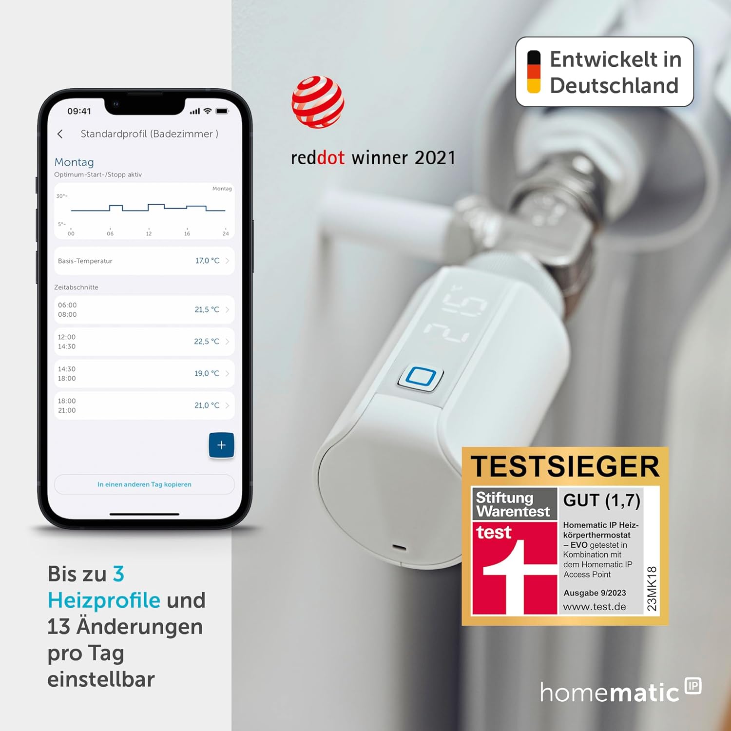🔥 Angebote & Aktionen – Homematic IP Smart Home Radiator Thermostat, Evo, Digital Heater Thermostat, Control via App, Alexa and Google Assistant, Easy Installation, Energy Saving, 155105A0. – Bild 2